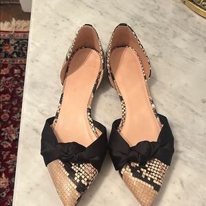 J. Crew Black and Gold Snakeskin Flats